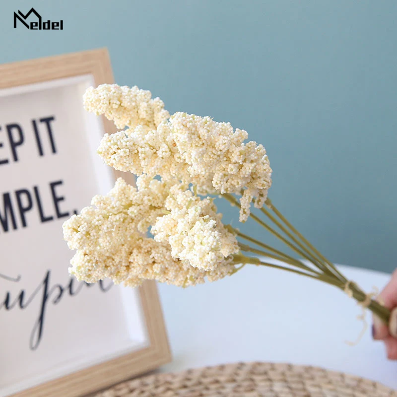 Meldel flores flores artesanais, arranjo de flores em espuma artificial para casamento com 6 pontas