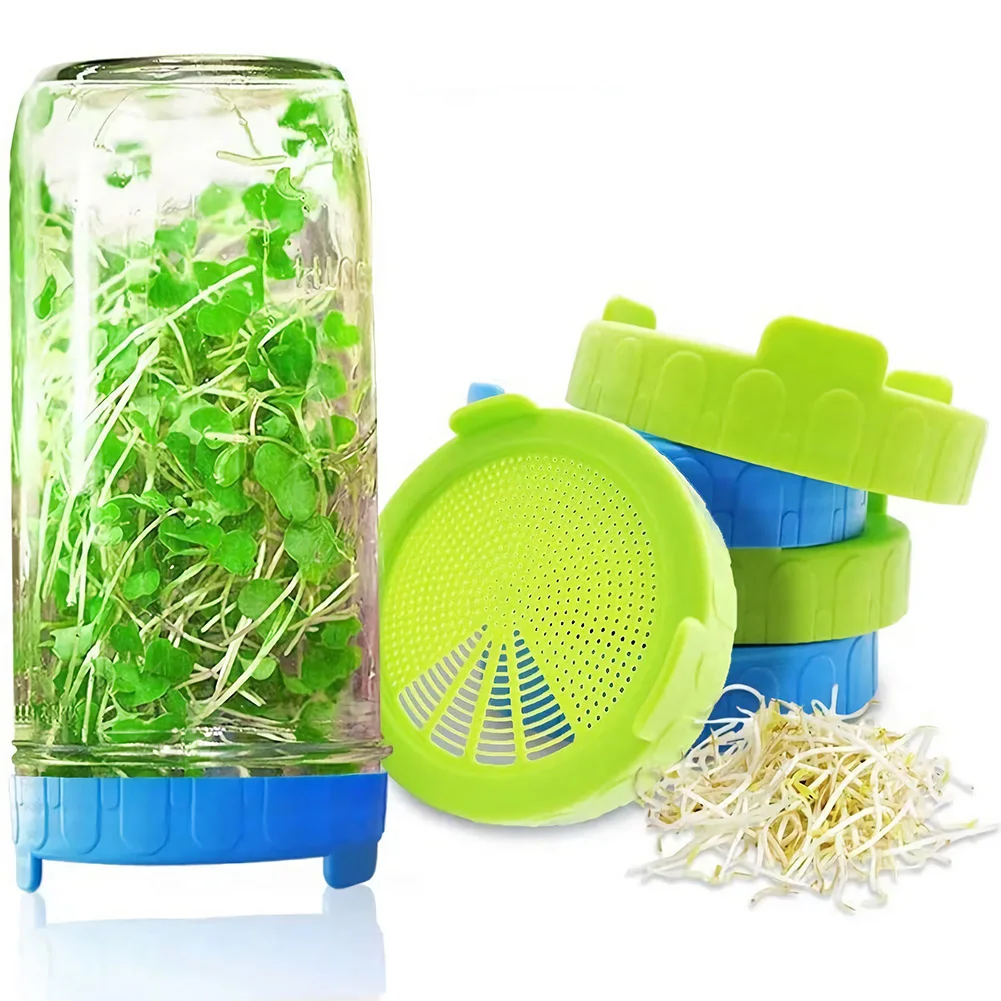 Wide Mouth Plastic Mason Jar Sprouting Lid Food Grade Mesh Sprout Cover Seed Crop Germination for Mason Jar Germination