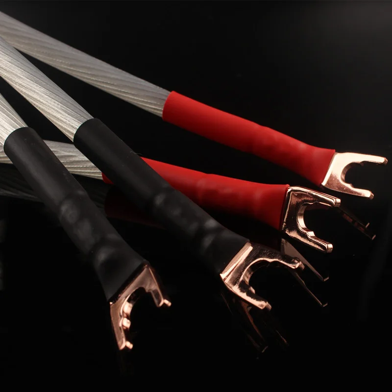 4 Buah Kabel Audio Jumper Bridge/Jumper 5N OCC Kabel Jembatan Jumper Berlapis Perak Y Spade Ke Y Spade Plug Speaker Kabel Jumper