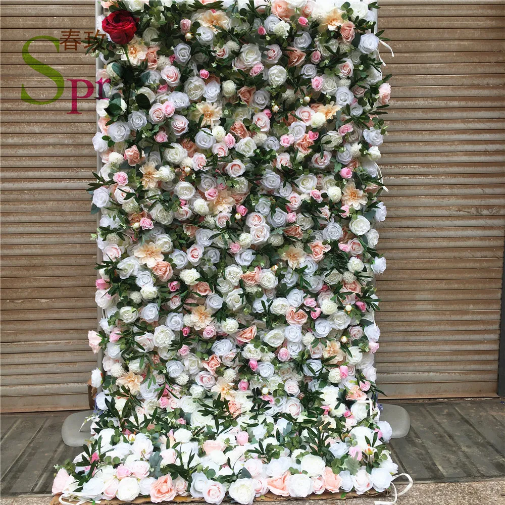 

SPR 3D Rolled Up Home Decoration or Wedding Party Ceiling Decorative Flowers Green Leaves Plastic Plant Wall