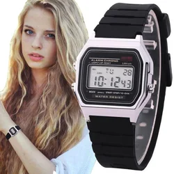 Montres numériques dorées pour femmes, montre-bracelet électronique LED, montre-bracelet de sport ultra-mince pour dames, horloge Shoous pour filles, luxe