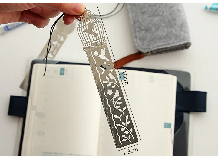 4 teile/los Nette Kawaii Kreative Pferd Vogelkäfig Hohl Metall Lesezeichen Lineal Für Student Geschenk Schule Liefert – Detail 3