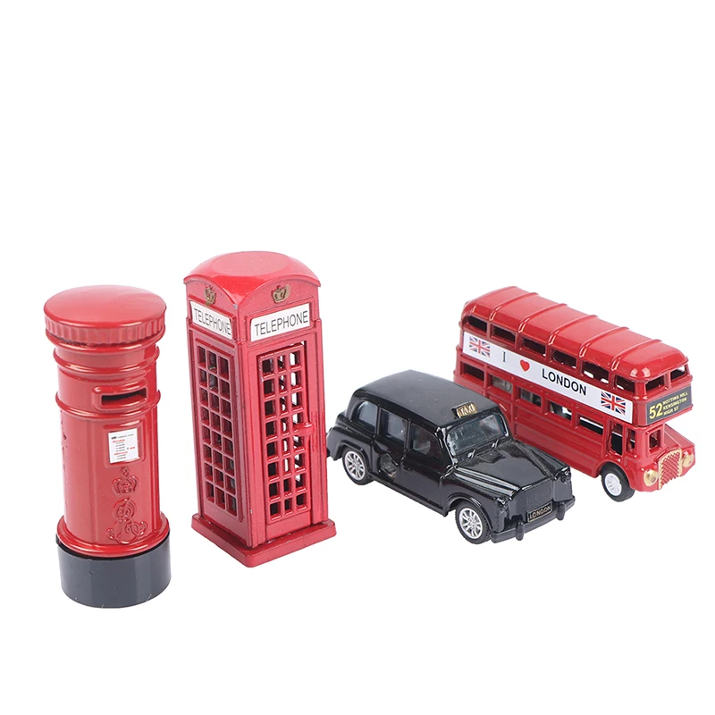 Temperamatite Vintage in europa britannica modello in miniatura rosso verde temperamatite London Metal Retro Home Decoration giocattolo antico per bambini