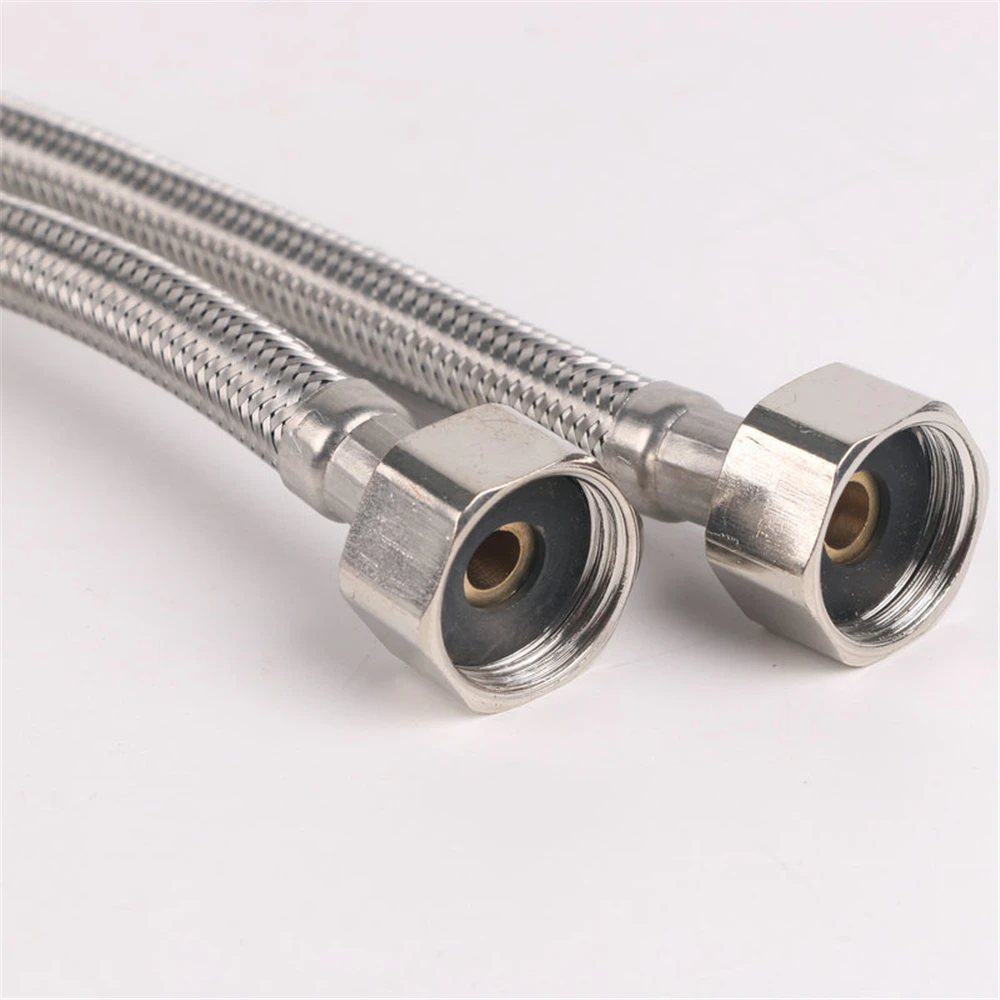 

Stainless Steel Head Braided Water Inlet Hose Single Hole Cold And Hot Water Vegetable Sink Faucet Lengthened Water Inlet Pipe