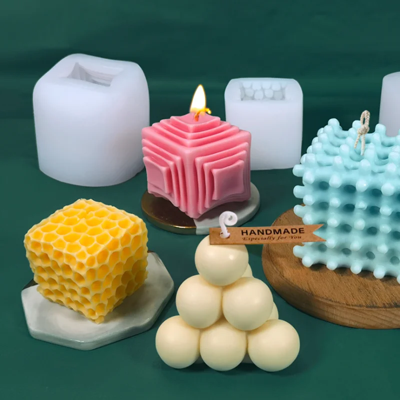 

DIY Candles Mould Rubik's Cube Aromatherapy Candle Silicone Mold DIY Pyramid Honeycomb Magic Ball Candles Soap Mold Soy Wax Mold