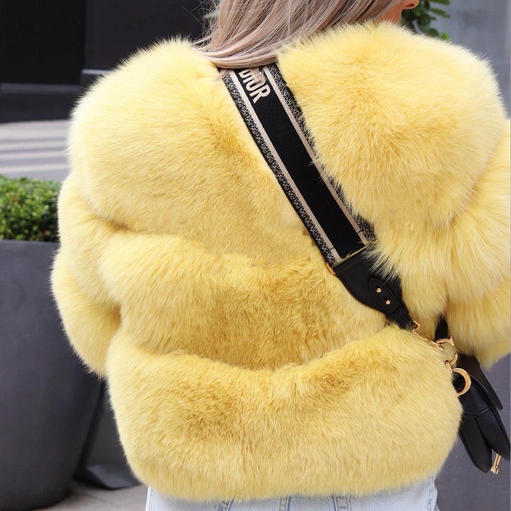 TOPFUR Real Fur Coar Women Genuine Leather Jacket Women Winter Coat Natural Fox Fur Coats Yellow Jackets Women Plus Size Outwear