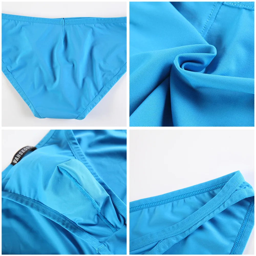 Bikini de seda de hielo para hombre, ropa interior cómoda y suave, calzoncillos estrechos laterales, bragas