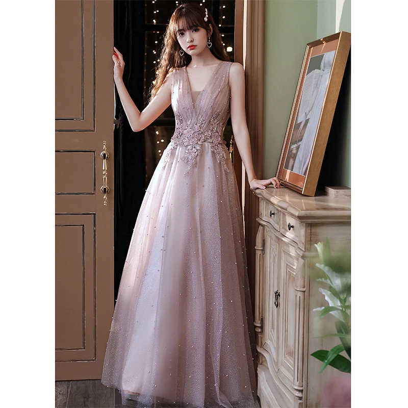 Robe de soiree 2024 Sexy V-Neck Beading Long Evening Dresses Elegant Lace Vestido de festa Wedding Banquet Party Prom dresses