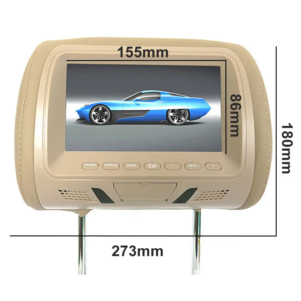 Universal 7 Inch Car Headrest Monitor Rear Seat Pillow Entertainment Multimedia 13 18cm Headrest MP4 MP5 Player