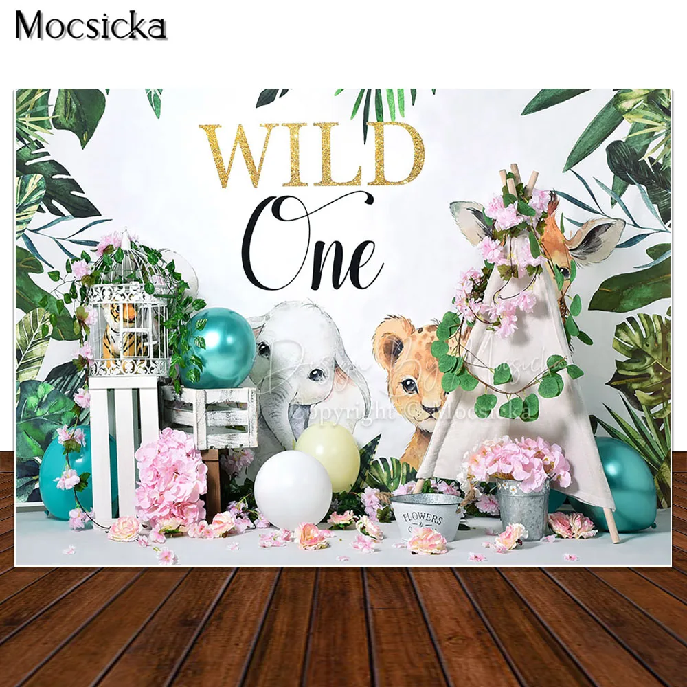 

Wild One Backdrop Bohemia Child 1st Cake Smash Birthday Photography Spring Flowers Kids Portrait Photo Studio Props Background