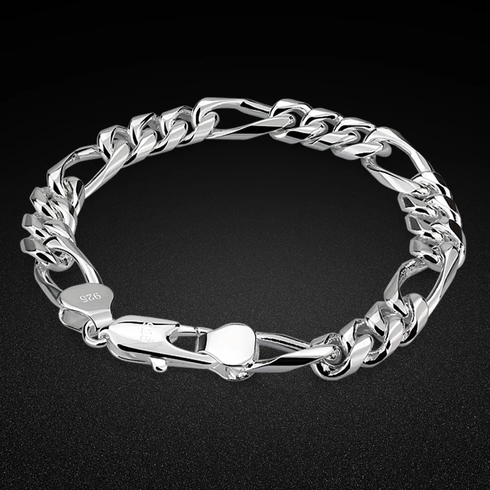 New Classic 925 Sterling Silver Punk Bracelet Link Chain Charm Unisex Jewelry Gift for Men And Women  bijoux