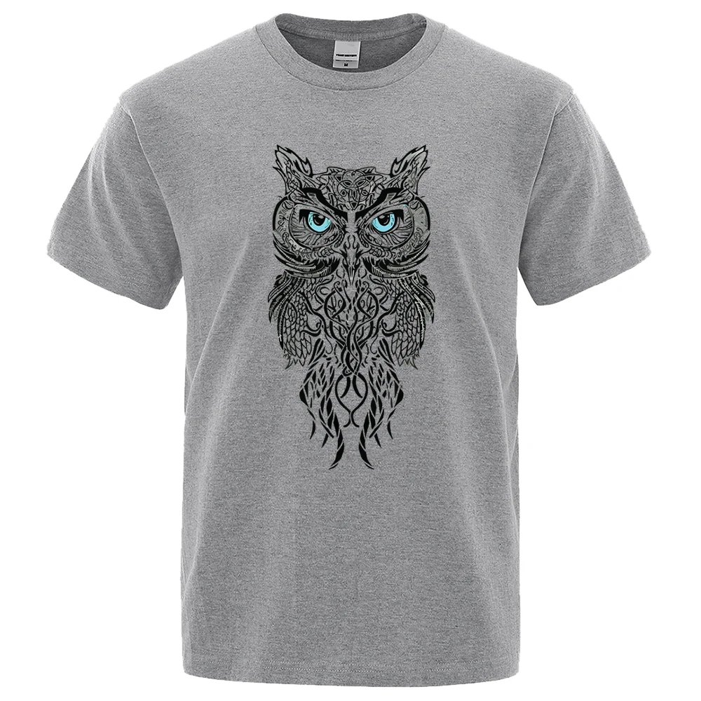 New Men Tshirt Stylish Owl Pattern Printing Casual Short Sleeves Round Collar Brand men\'s Sport T-shirt Hip Hop Male Tops Tee