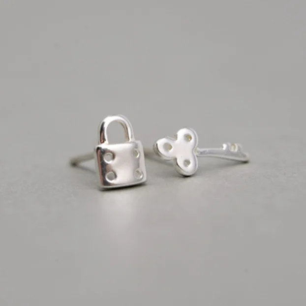 REETI 925 sterling silver Key Lock Stud Earrings for Women Elegant Wedding Jewelry pendientes mujer moda 2019 Brincos