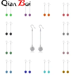 QianBei Hot Sale 13 Color 10MM Trendy Brand Earrings Top Quality Ball Crystal Earring For Women Wholesale Fashion Jewelry Gifts