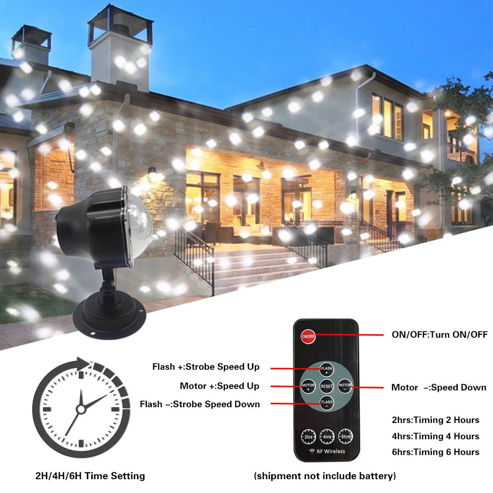 Snowfall Christmas Projector Snowflake Laser Show System Outdoor IP65 LED Stage Light Moving Snow Laser Projector for Home