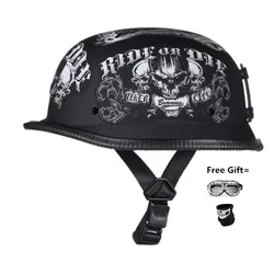 DOT Motorcycle Half Face Helmet For Cruiser Chopper Biker M L XL Gloss/Matte Black