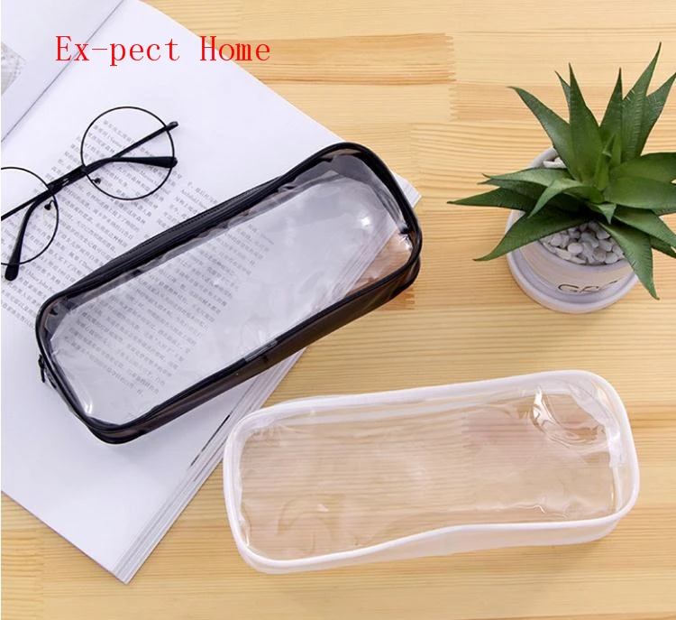 100pcs/lot Clear PVC Cute School Supplies Pencil Case Tassel Kawaii for Girls School Cosmetic Bag Women Office Supplies