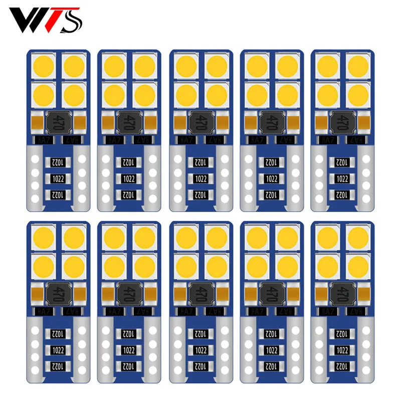 

10 шт. T10 w5w Canbus 168 192 2835 Внутреннее освещение автомобиля 194 501 светодиод 3030 8SMD приборная лампа для багажника стандартная купольная лампа 12 В 6000K