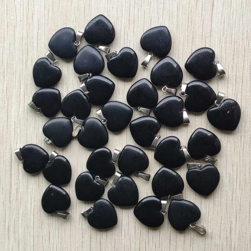 Natural Obsidian stone love heart Fashion good quality pendants 20mm for jewelry making 25pcs/lot Wholesale fast shipping