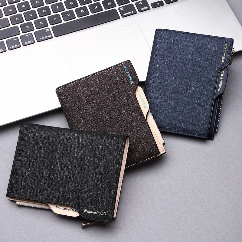 WILLIAMPOLO Canvas Men Wallet Cash Holder Removable Card Case For Driving License Coin Purse with Gift Box Man Wallet #181370