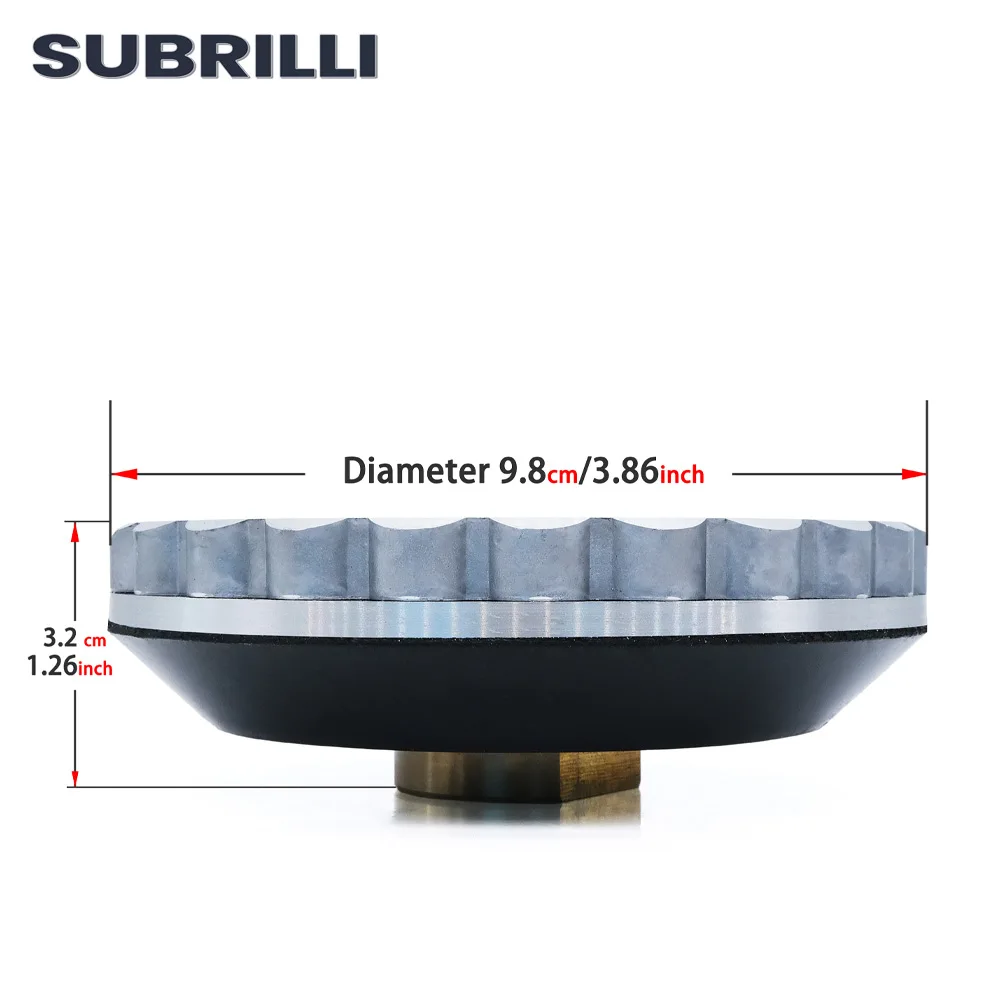 SUBRILLI – support de verrouillage d\'escargot de 4 pouces, 100mm, adaptateur en caoutchouc et aluminium, pour support de tampon de polissage de bord