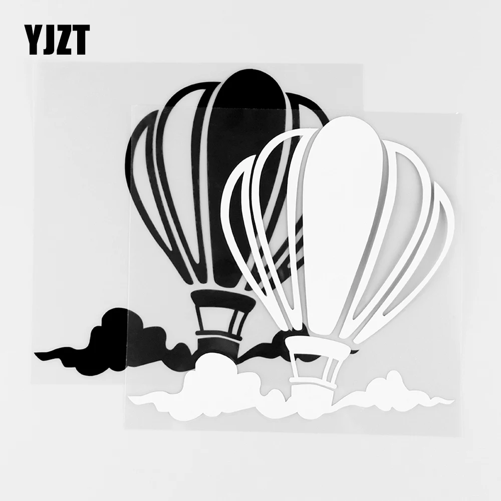 YJZT 15.4X14.6CM Personalized Hot Air Balloon And Clouds Scene Vinyl Car Sticker Decals Black / Silver 10A-0094