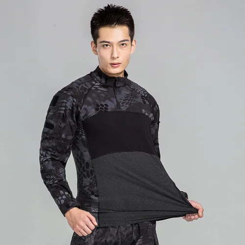 Imagen 2 del producto Camisa de camuflaje táctico para hombre, camisa de rana resistente al desgaste, a prueba de arañazos, transpirable, escalada, combate, caza