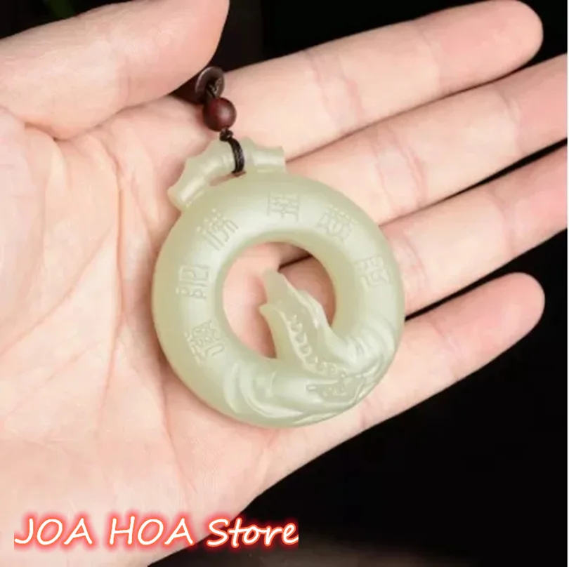 

Natural White Green Jadeite Hand Carved Buddha Blessing Pendant Top Brand Real Jewelry Jade Necklace