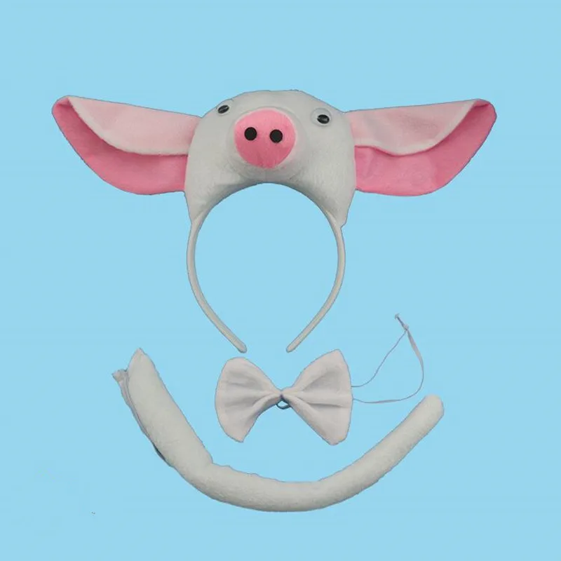 Adult Child Boy Girl Pig Cho Hakkai 3D Headband Tail Tie Animal Cosplay Costume Set Party Halloween Costume for Kids Christmas