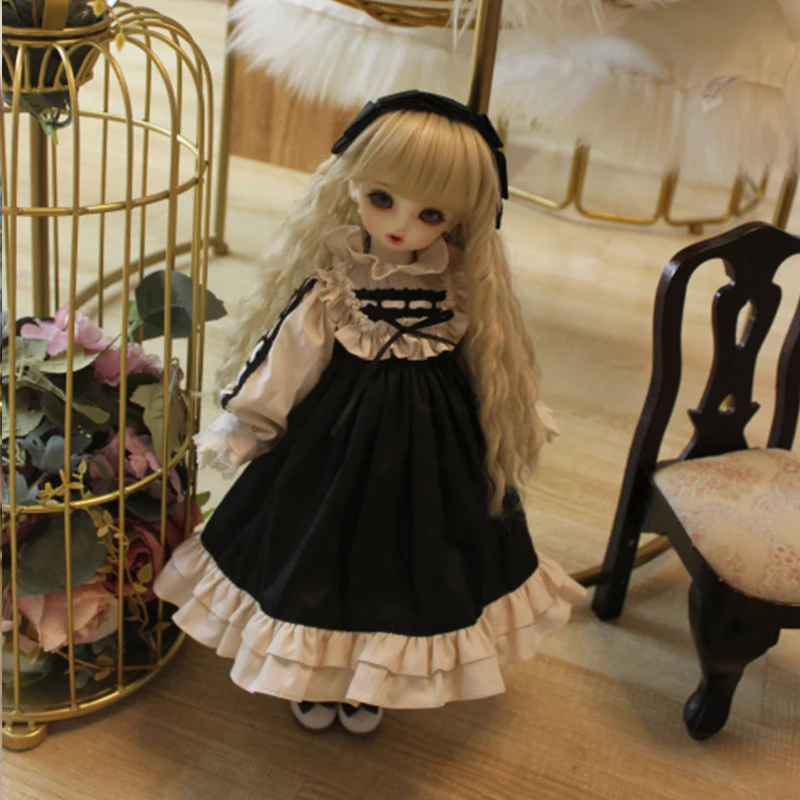 BJD clothes doll dress + hair band black color noble dress for 1/6 1/4 1/3 BJD clothes blyth dress doll accessories doll dress