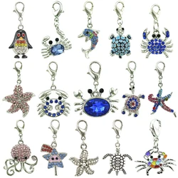 JINGLANG Fashion Animal Lobster Clasp Charms Dangle Enamel Crabs Charms For Jewelry Making DIY Accessories