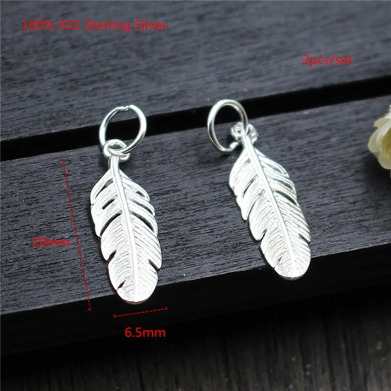 925 Sterling Silver Earring Pendant DIY Jewelry Accessories Curved Feather Charms for Woman Girl Bracelets DIY Jewelry Making