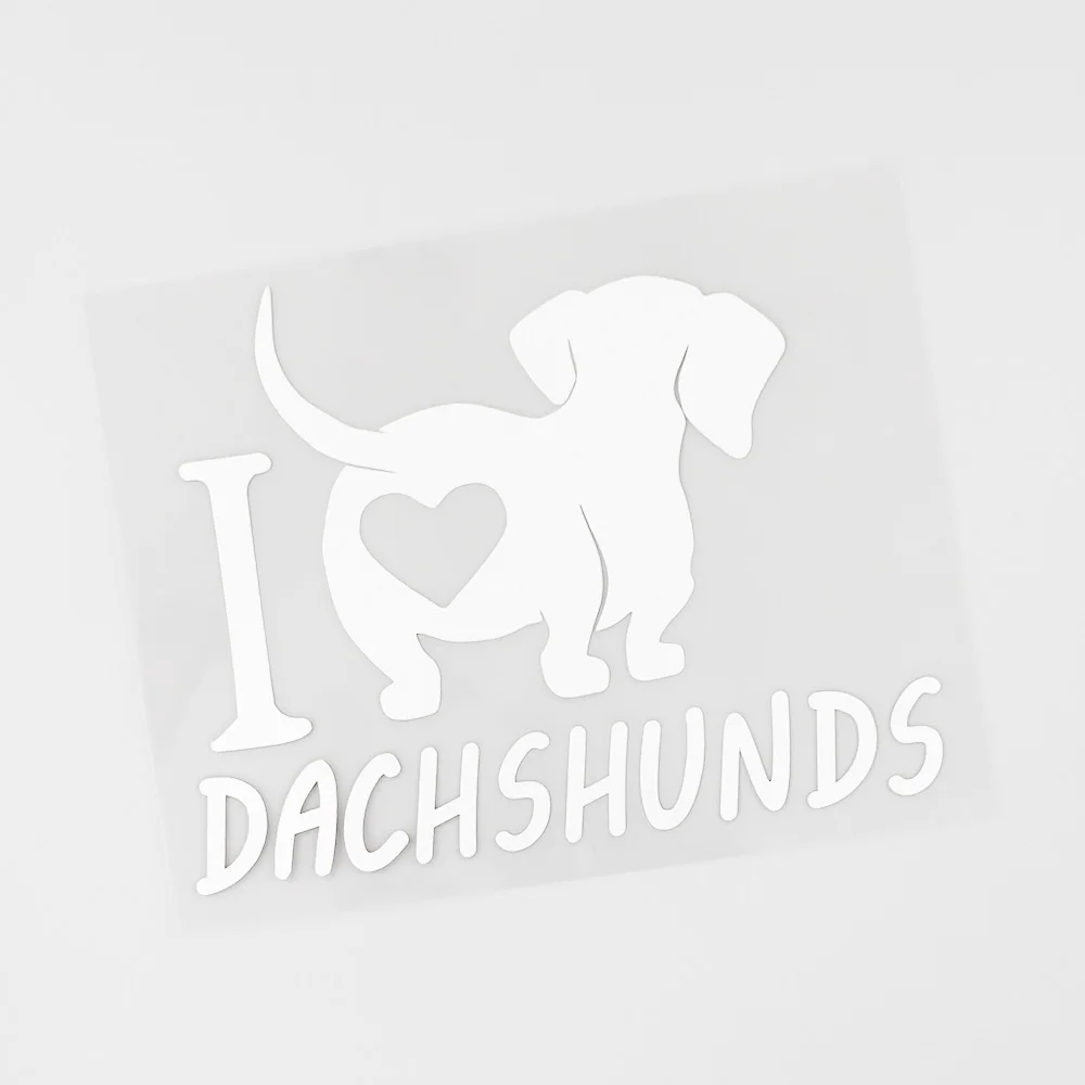 YJZT  Fun I Love Dachshunds Vinyl Animal Car Stickers Decal Black/Silver 8C-0109