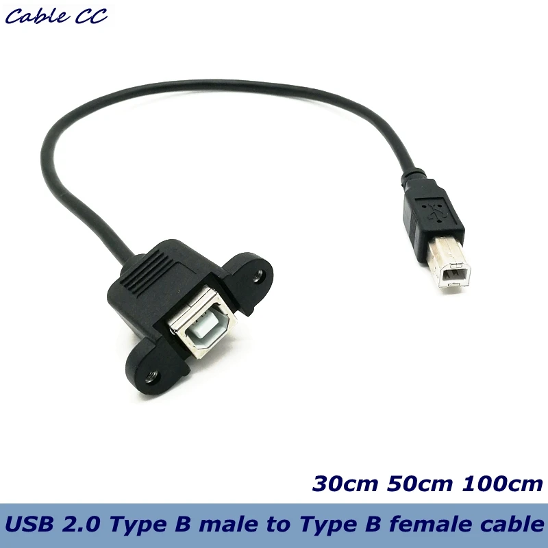 0.3m 0.5m USB 2.0 Type B Male to Female M/F EXTENSION Data Cable Panel Mount For Printer or 3D Printer Cable Connector Adapter