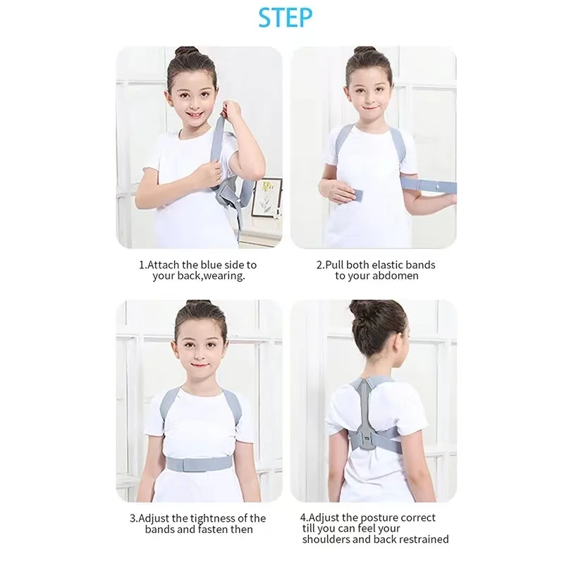 Children Adjustable Posture Corrector Back Support Boys Girls Shoulder Belt Rectify Straighten Correction Pain Relief Beauty Kid