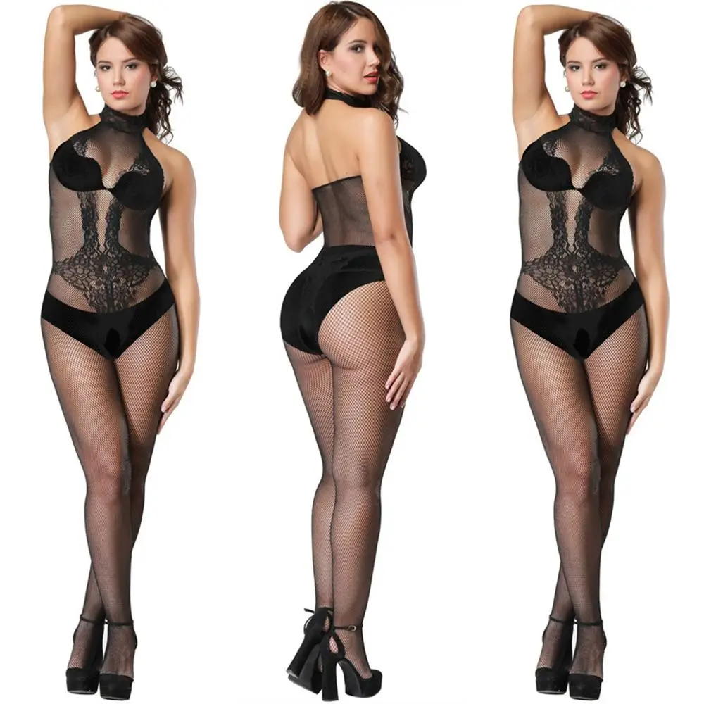 Crotchless  Hot Bodystocking Body Sexy Lingerie Mesh Fishnet Black Lingerie Sexy Hot Erotic Bodysuit Women Sexy Underwear