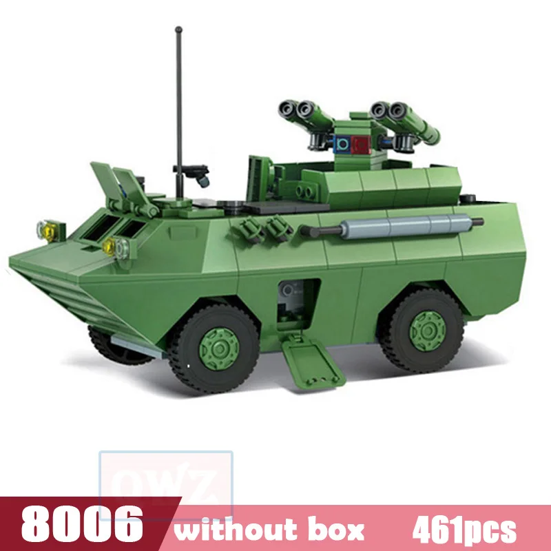 QWZ Large Panzer Tank Building Blocks Military Army Constructor Bricks Educational Toys for Children Gifts