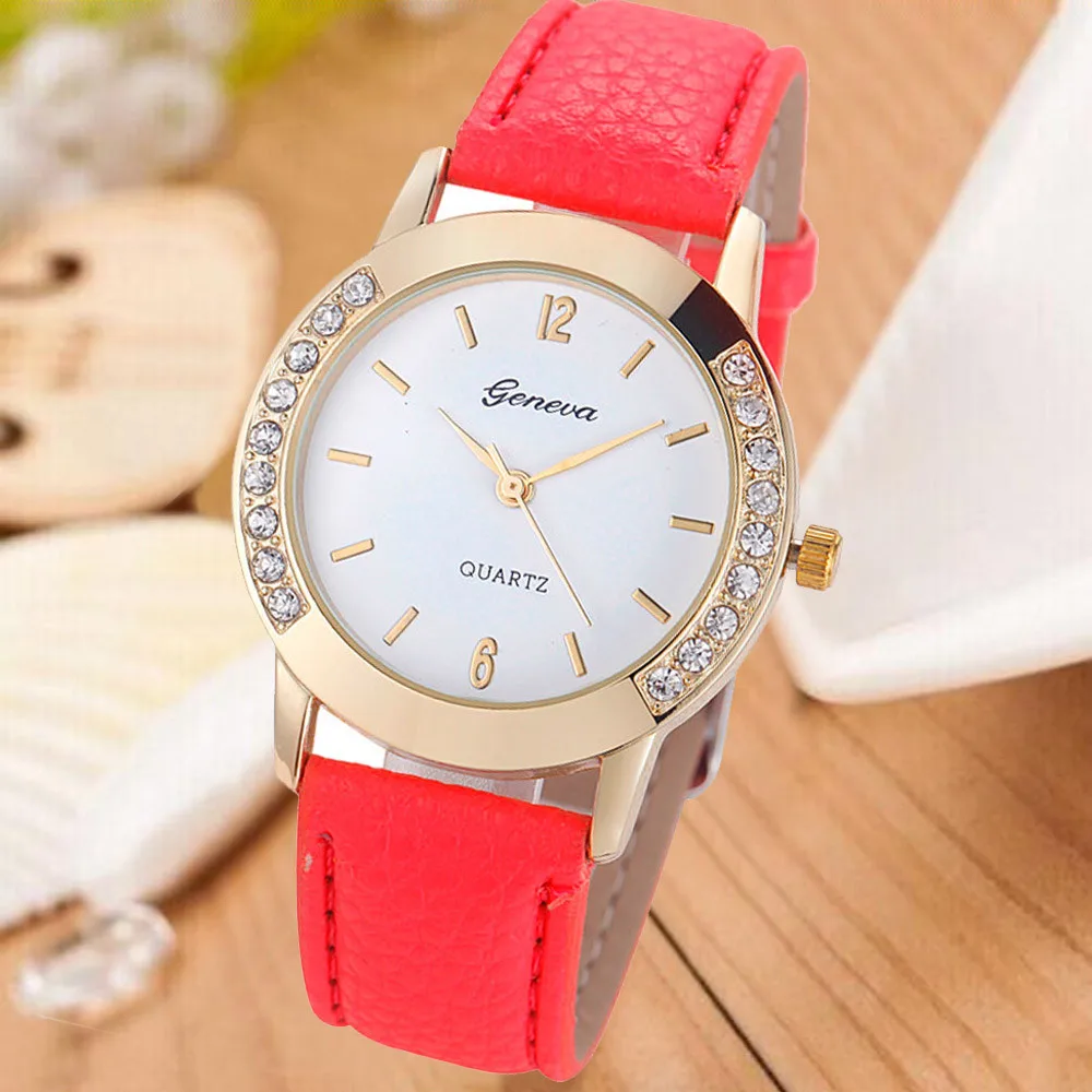 

Clearance Sale Watches Fashion Women Watches Geneva Brand Watches Leather Band Quartz Watches montre femme relojes mujer 2020