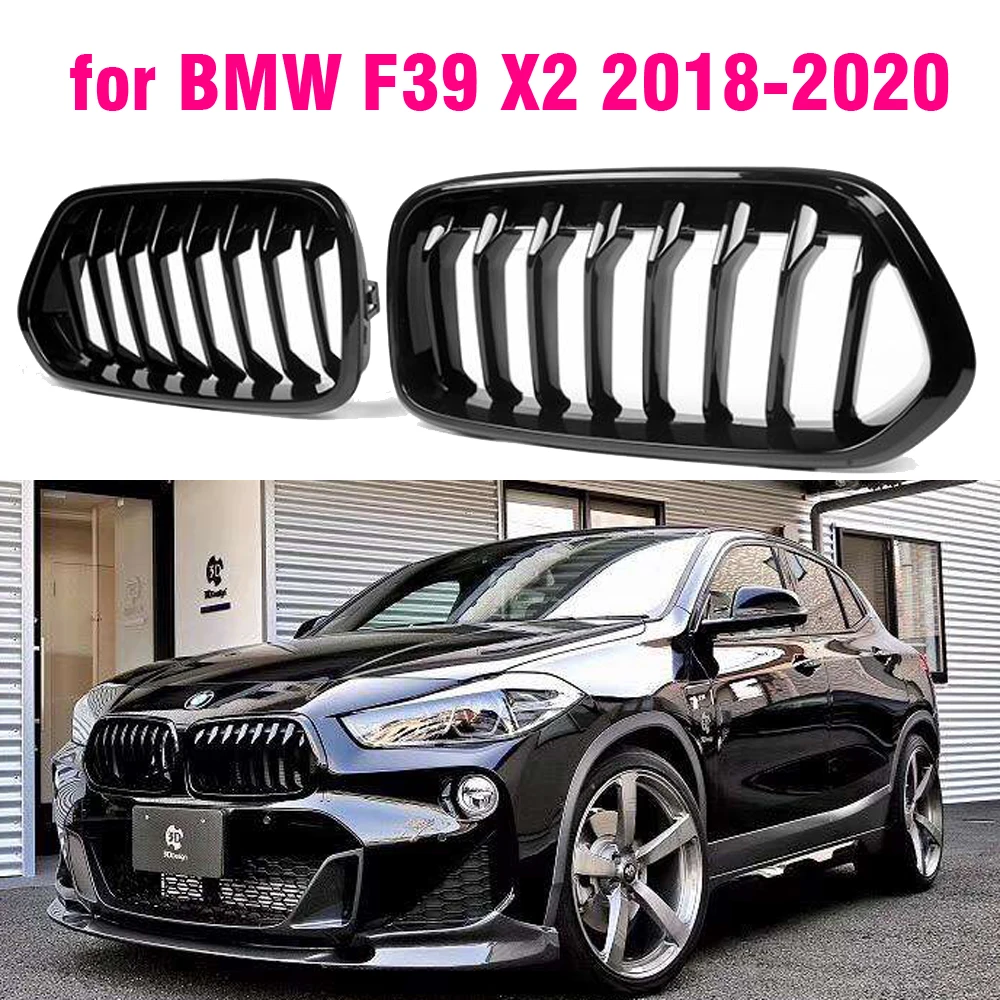 

Replacement Bumper Kidney Grille All Black for BMW F39 X2 M35i xDrive20d xDrive28i sDrive20i 2018 2019 2020 2021