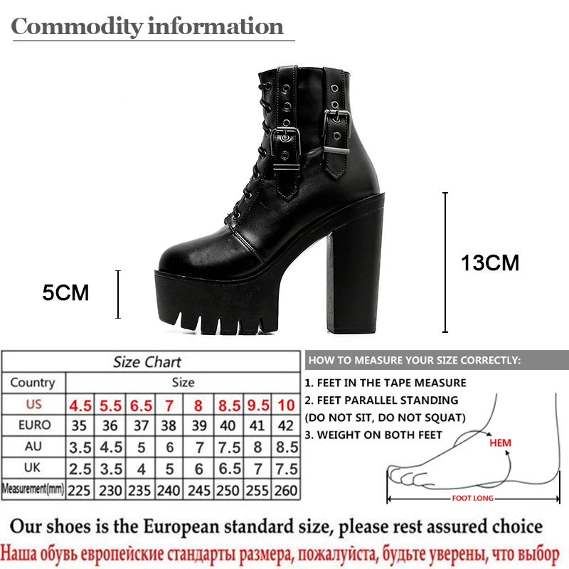 Gdgydh Goth Heeled Boots for Women Nightclub High Platform Heels Shoes Belt Buckle Korean Short Boots with Zipper