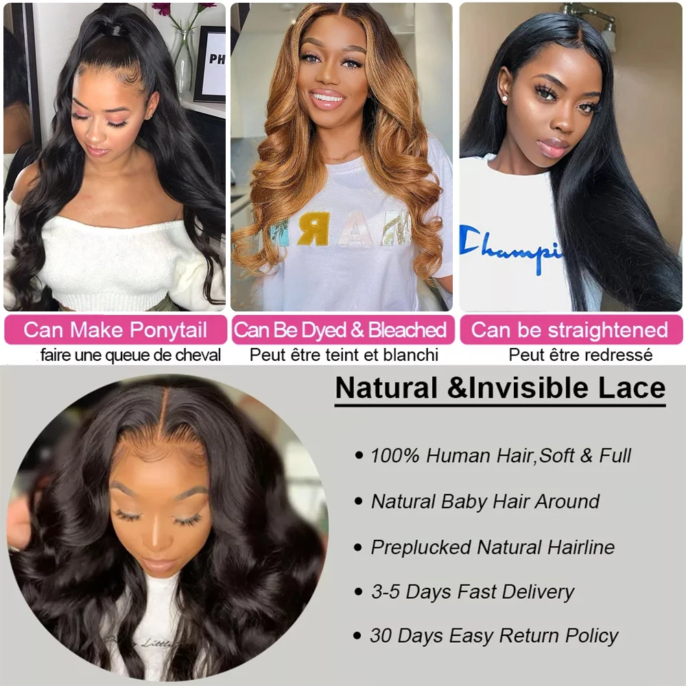 Body Wave Lace Front Wig Brazilian Hair Wigs For Women 13x4 Hd Lace Frontal Wig 30 Inch 360 Full Lace Wig Human Hair Pre Plucked