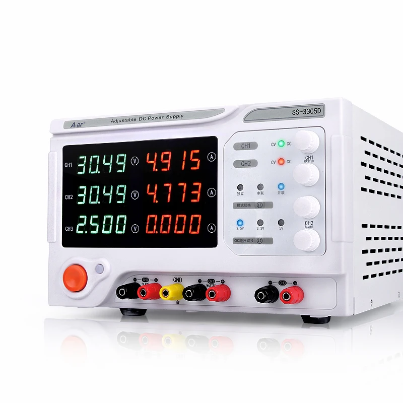 A-BF DC Lab Power Supply Banco Fonte, Regulador de Tensão Estabilizado, Quatro Dígitos Multi Channel, Três Way Banco de Energia, 30V, 3A, 5A