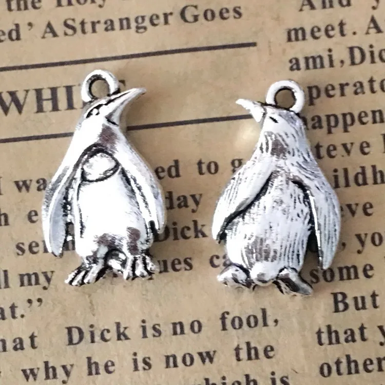 10 pieces/lot 12*20mm Antique silver color Metal alloy Penguin Charm Pendant Necklace Bracelet Key chain DIY jewelry making