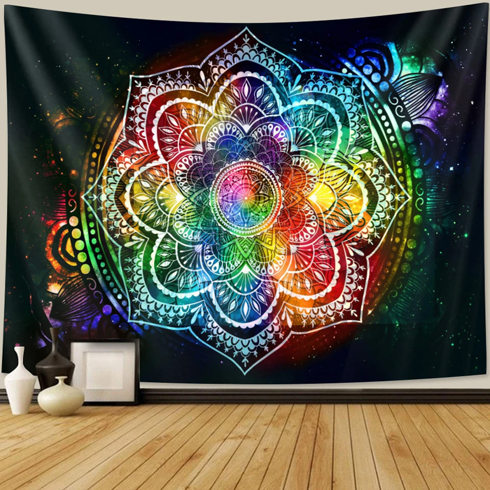 Indian Mandala Tapestry Psychedelic Scene Home Decor Tapestry Bohemian Decor Hippie Yoga Mat Large Size Sheet Sofa Blanket