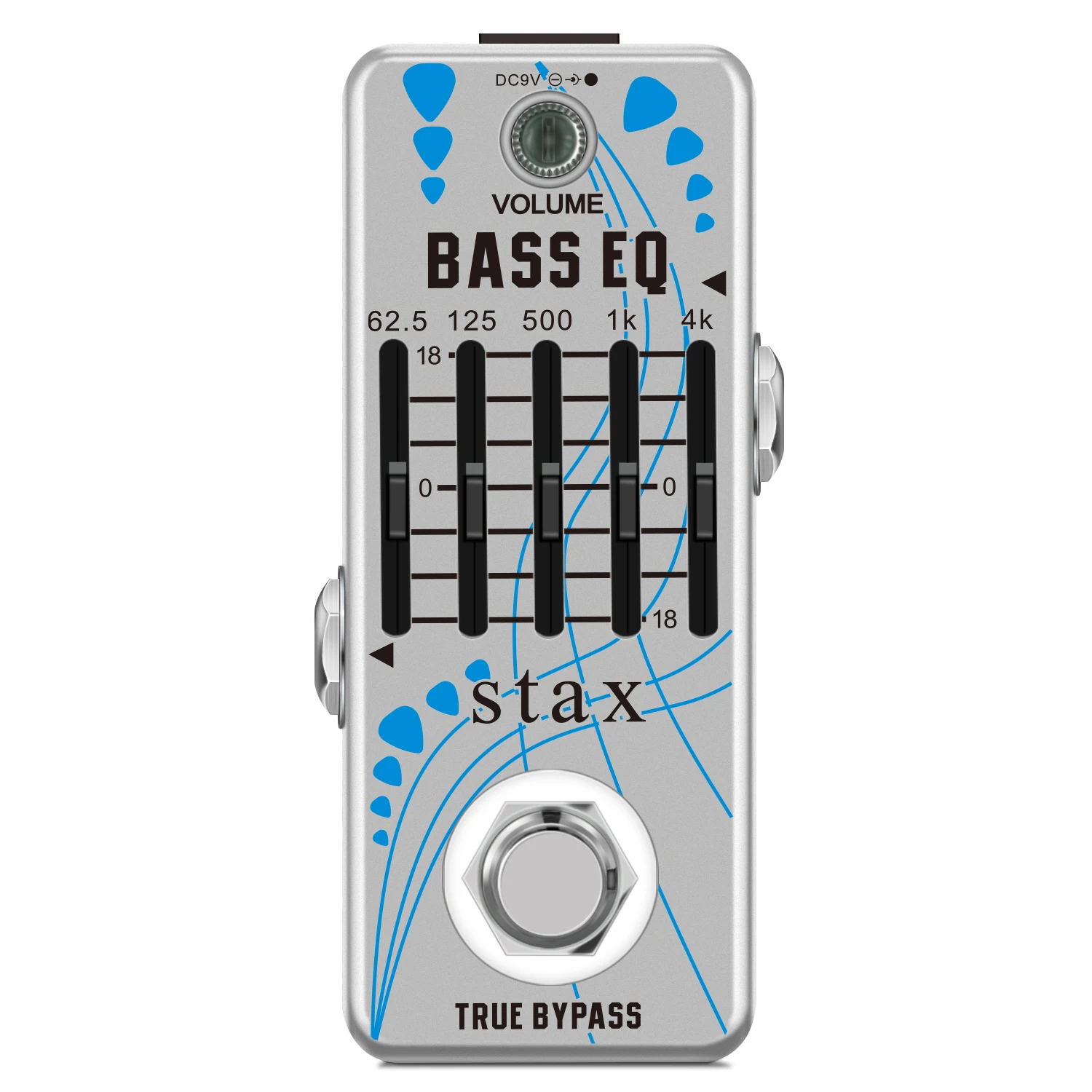 Stax-Bass EQ Pedal for Bass Guitar, Equalizer Pedals, 5 Band Graphic, Mini Size, True Bypass