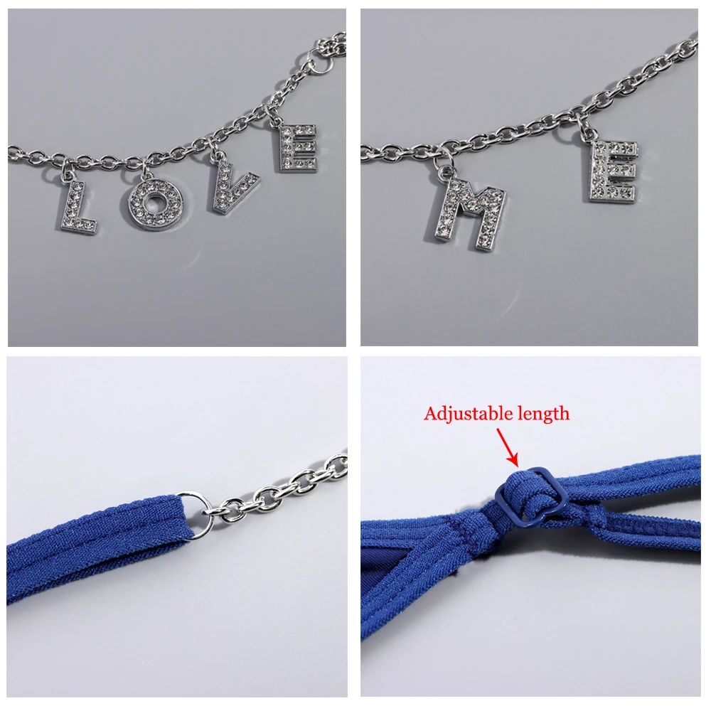 Sexy Body Jewelry Crystal Letters Waist Chain For Women Rhinestone Charm Thong Metal Chains Party Bikini Belly Chain Jewellery