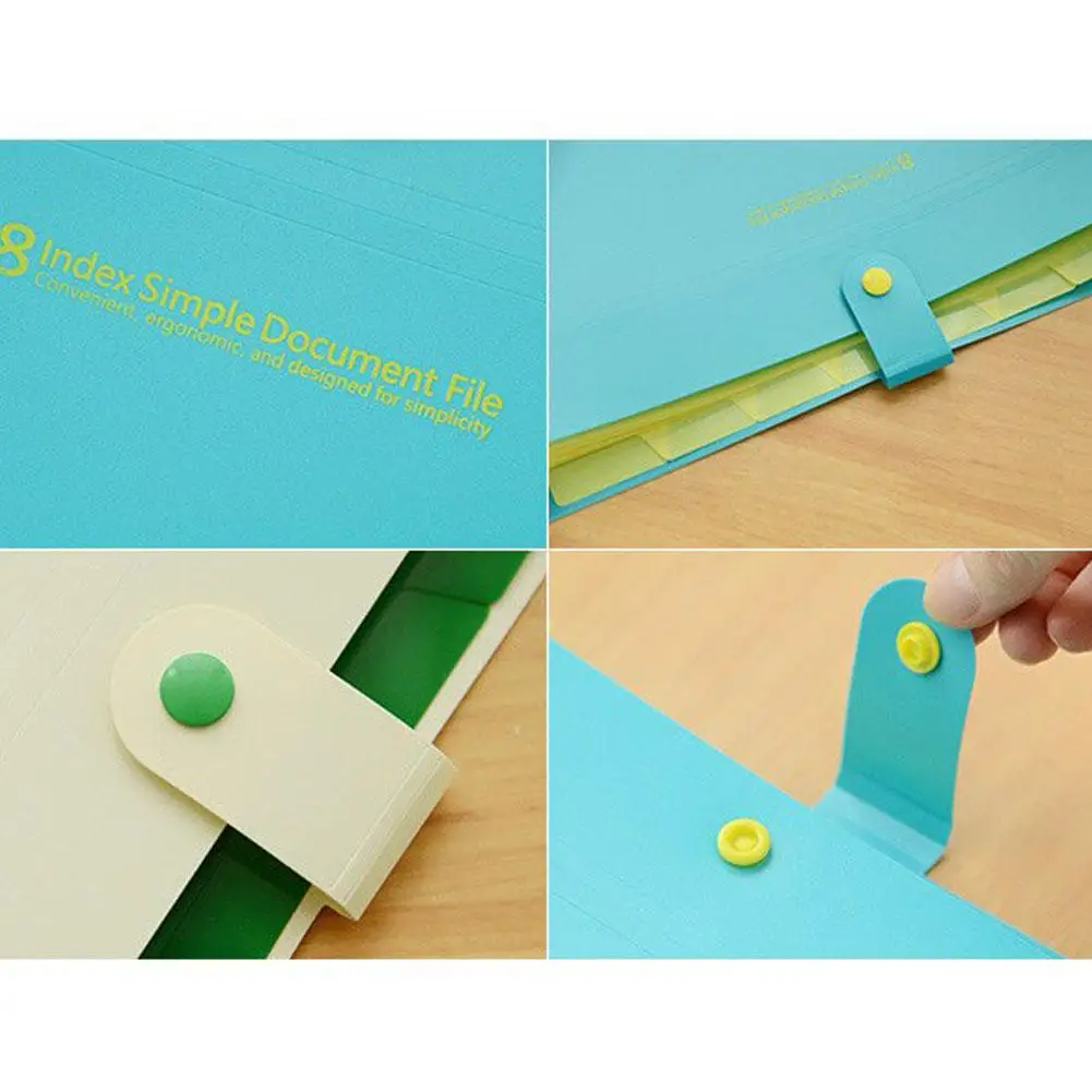 Папки для документов, органайзер для файлов, папок дюйма, с 8 отделениями, Размер A4, кнопка закрытия, для дома, офиса, школы