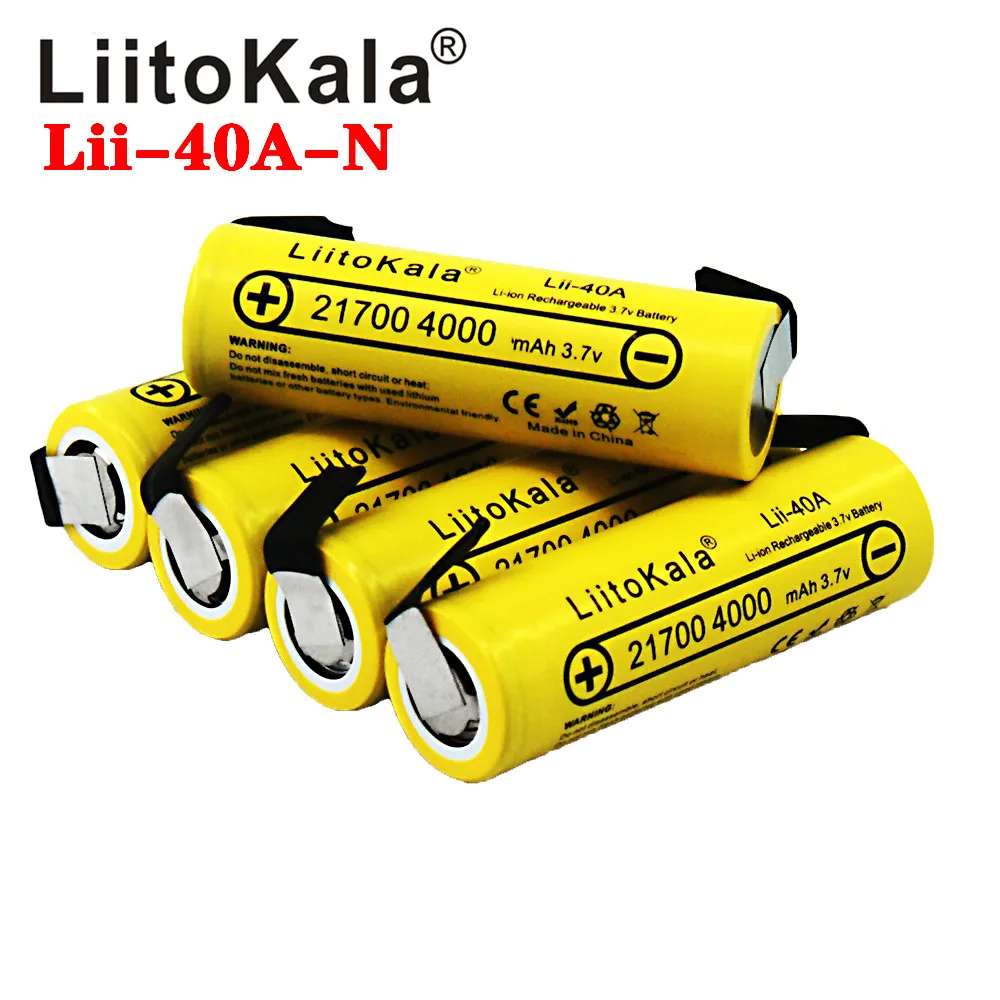 LiitoKala Lii-40A IMR 21700 4000mAh 40A o dużej pojemności chroniony płasko zakończony akumulator litowo-jonowy + DIY Nicke