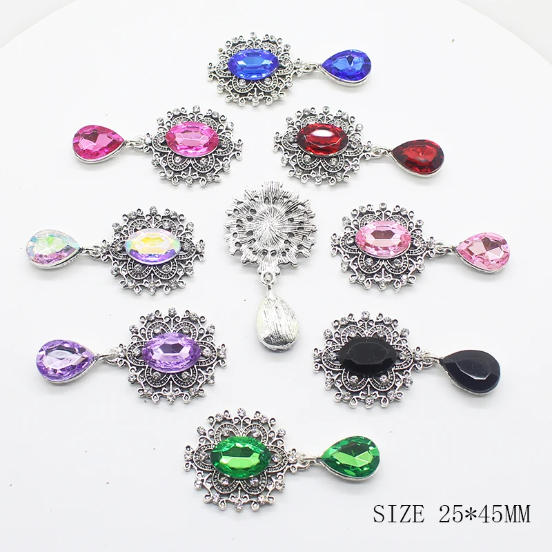 Bottoni delle spille della goccia di acqua di prezzi all\'ingrosso 5 pz/lotto 25x45mm accessori della decorazione del bottone della lega di cucito