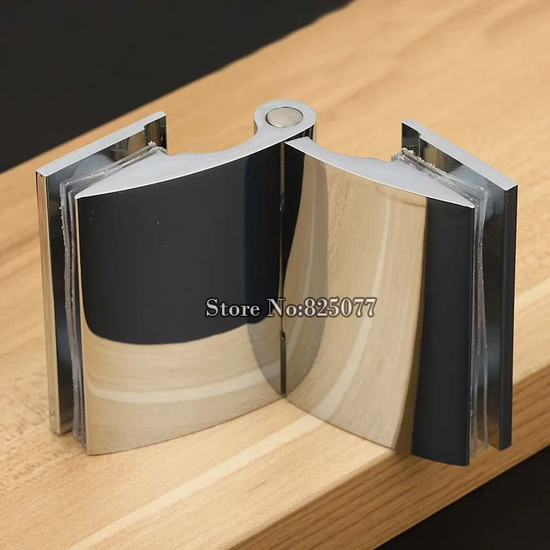 2PCS Brass Polished Shower Door Hinge Glass to Glass Open Outside Inelastic Glass Clamp for 8-12mm 3/8